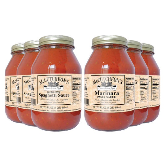 6 quart jars bundle of McCutcheon's spaghetti and marinara sauce