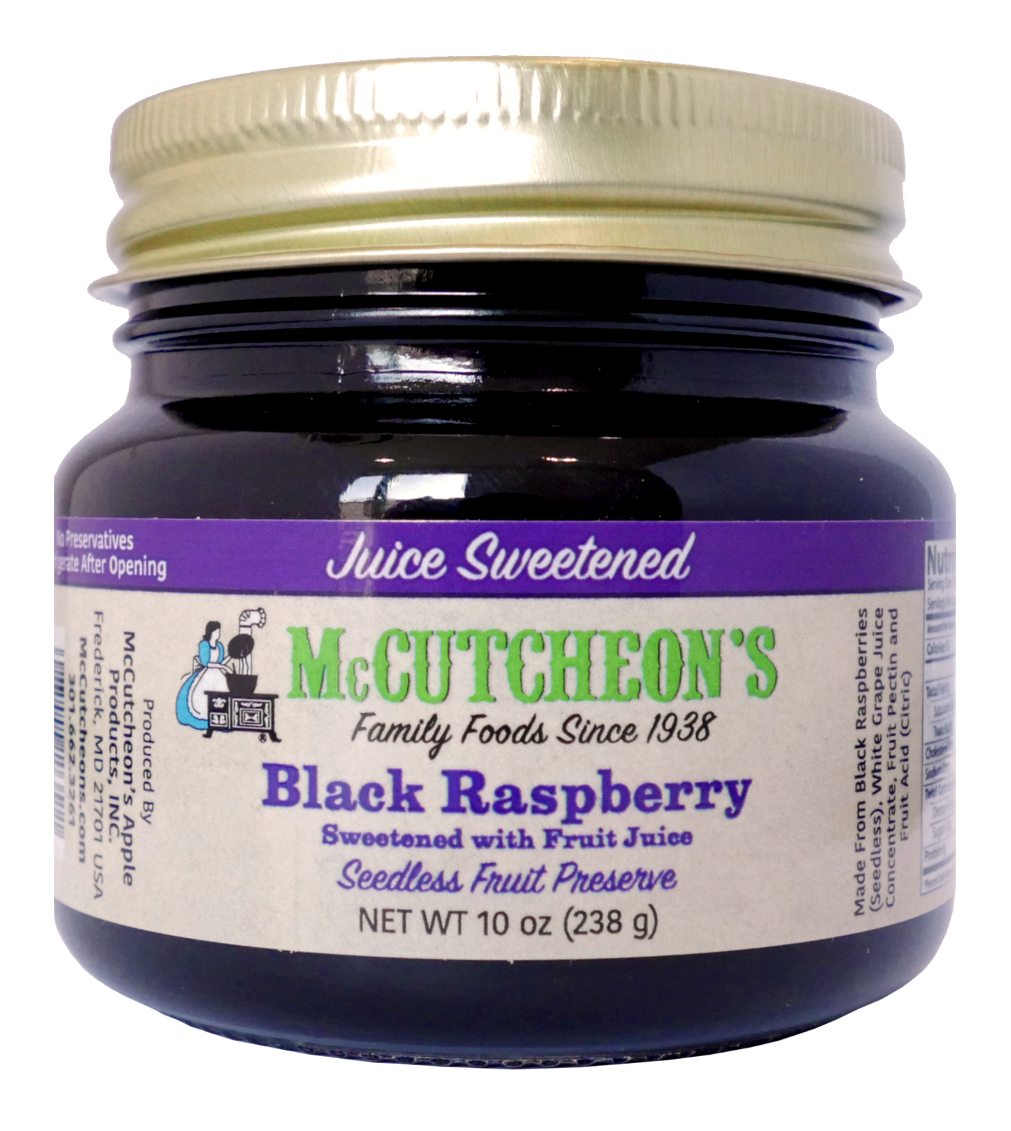 jar of McCutcheon's mini juice sweetened black raspberry preserves