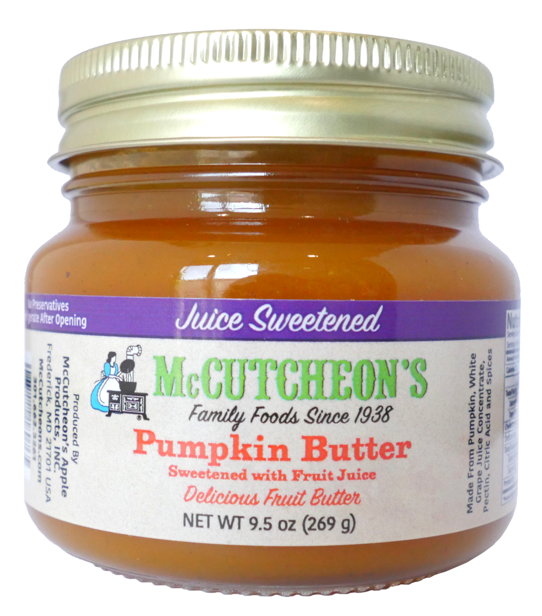 jar of McCutcheon's mini juice sweetened pumpkin butter