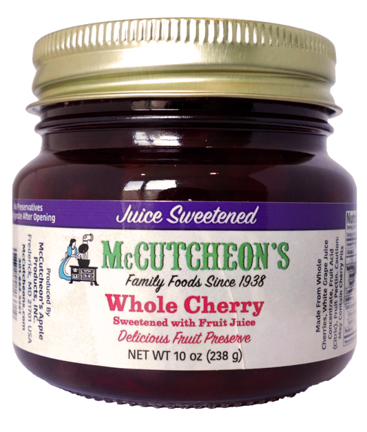jar of McCutcheon's mini juice sweetened cherry preserves
