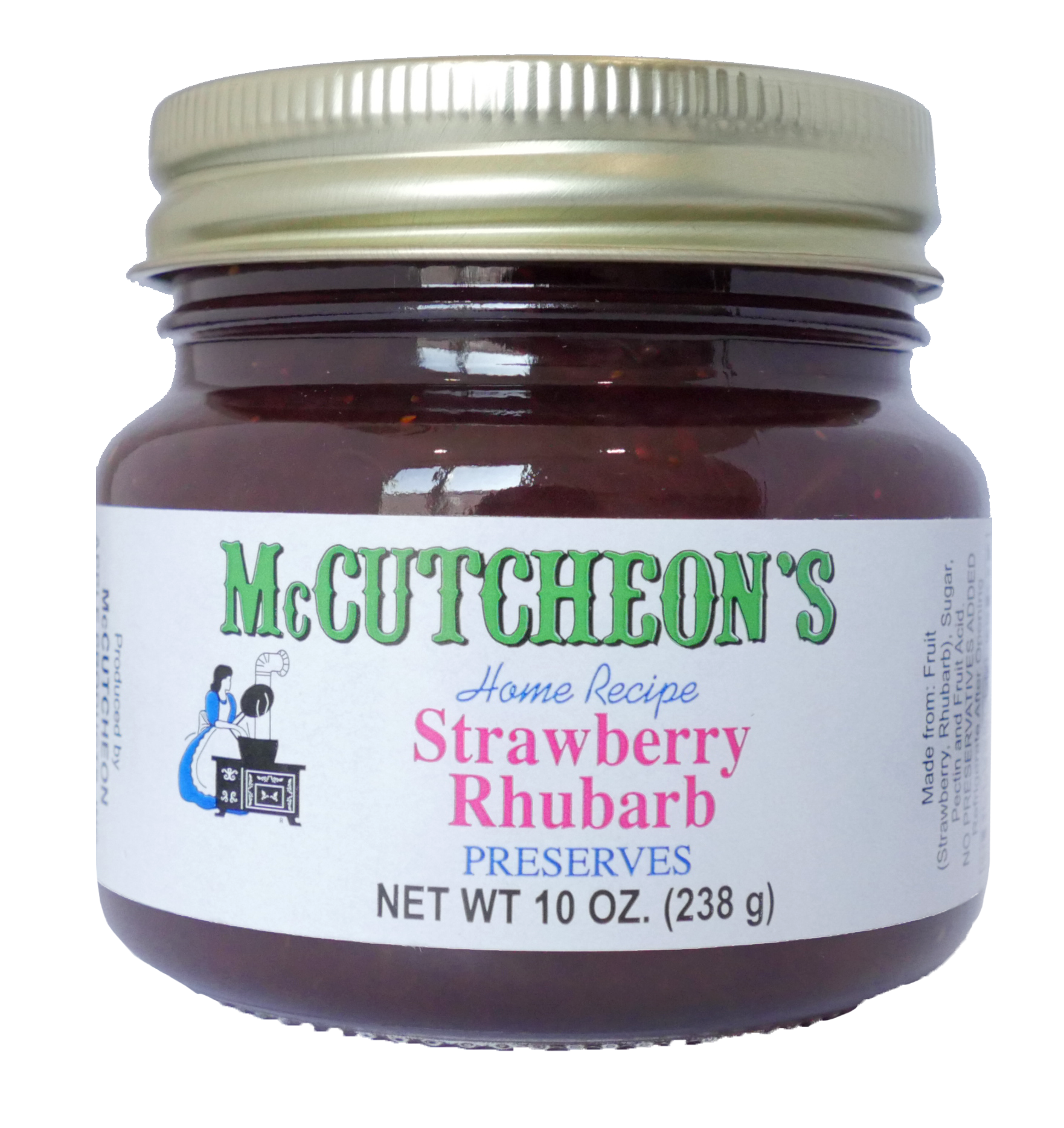 jar of McCutcheon's mini strawberry rhubarb preserves