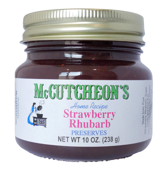 jar of McCutcheon's mini strawberry rhubarb preserves