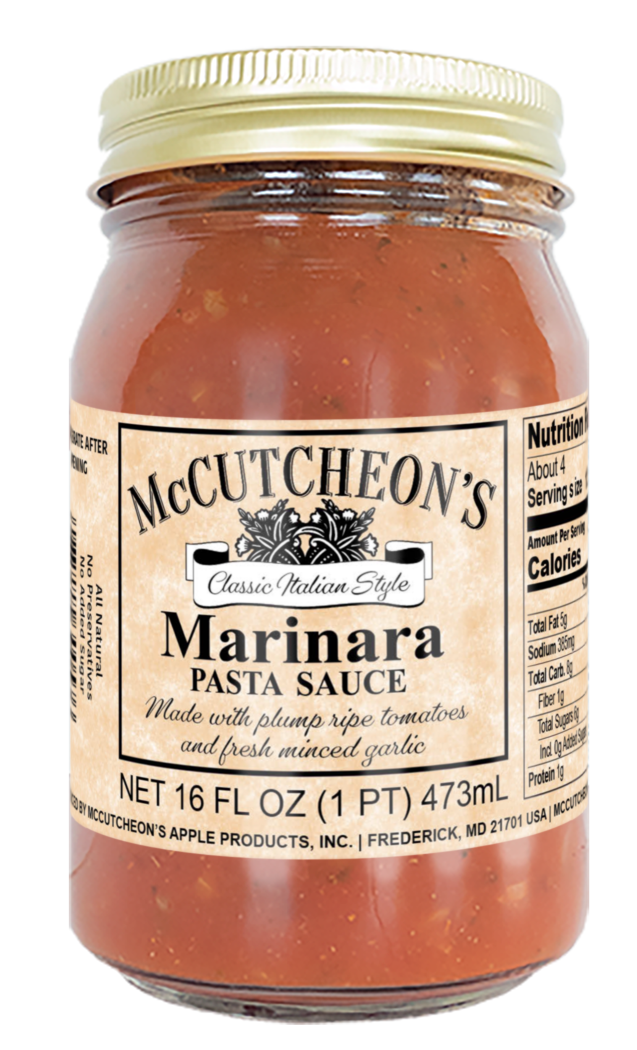 jar of McCutcheon's marinara pasta sauce