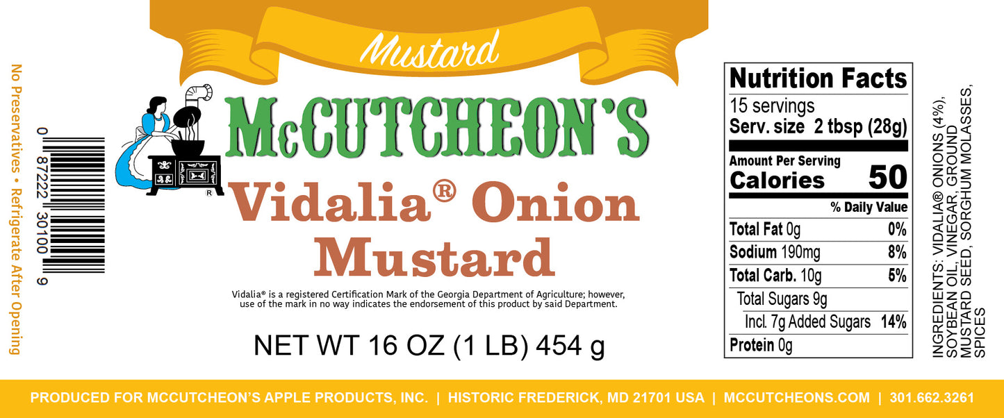 nutrition label for McCutcheon's vidalia onion mustard