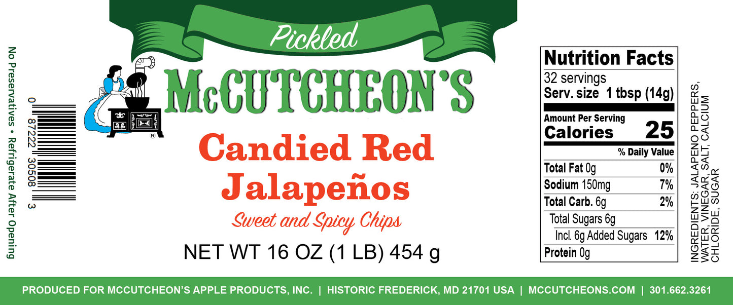 nutrition label for McCutcheon's candied red jalapeños