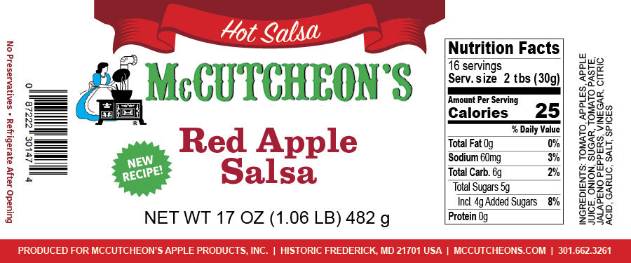 nutrition label for McCutcheon's red apple salsa