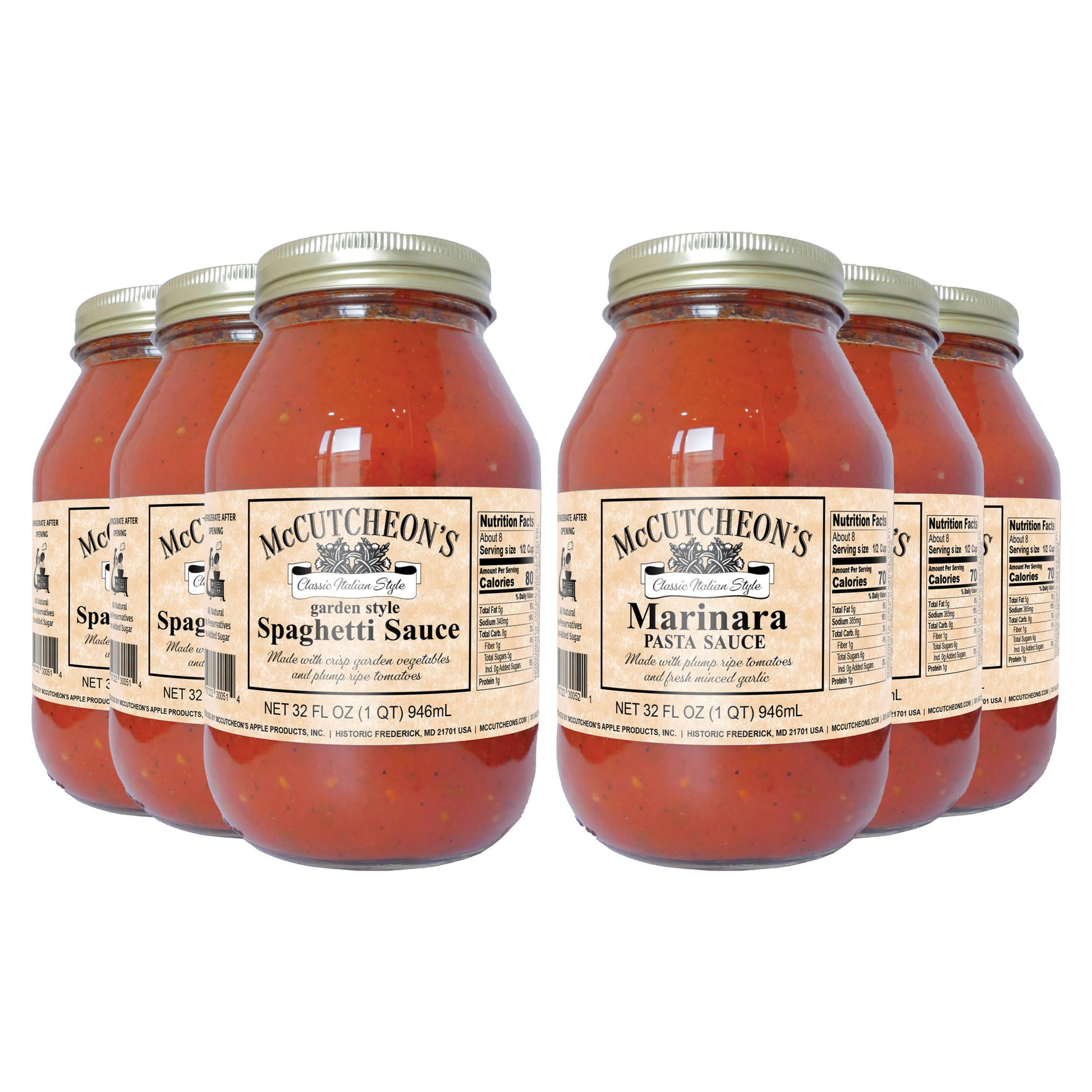 6 quart jars bundle of McCutcheon's spaghetti and marinara sauce