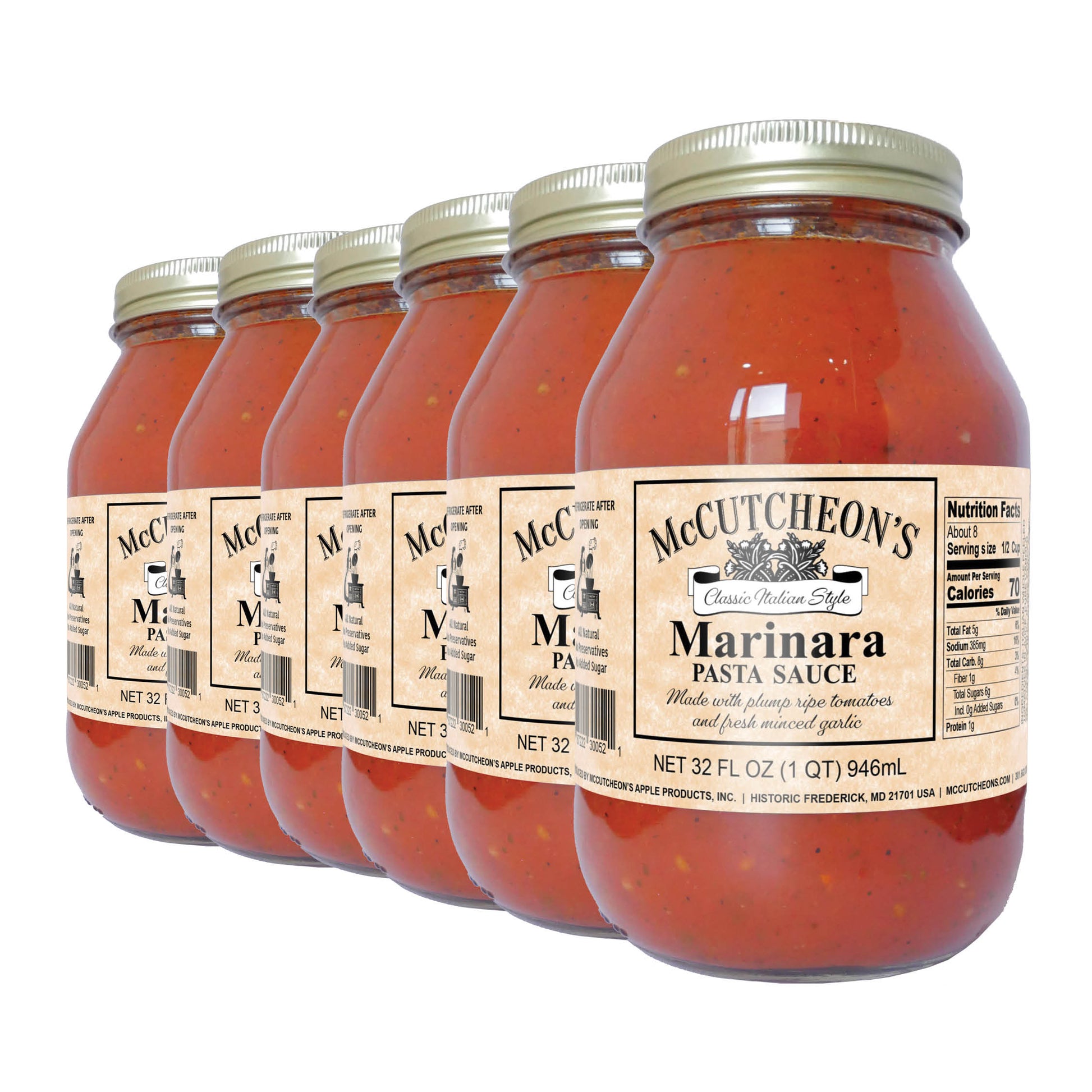6 quart jars bundle of McCutcheon's marinara pasta sauce