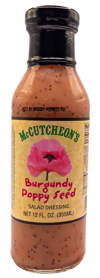 bottle of McCutcheon's burgundy poppy seed salad dressing