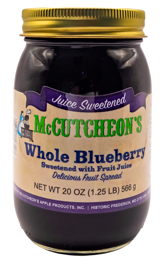 jar of McCutcheon's juice sweetened whole blueberry fruit spread