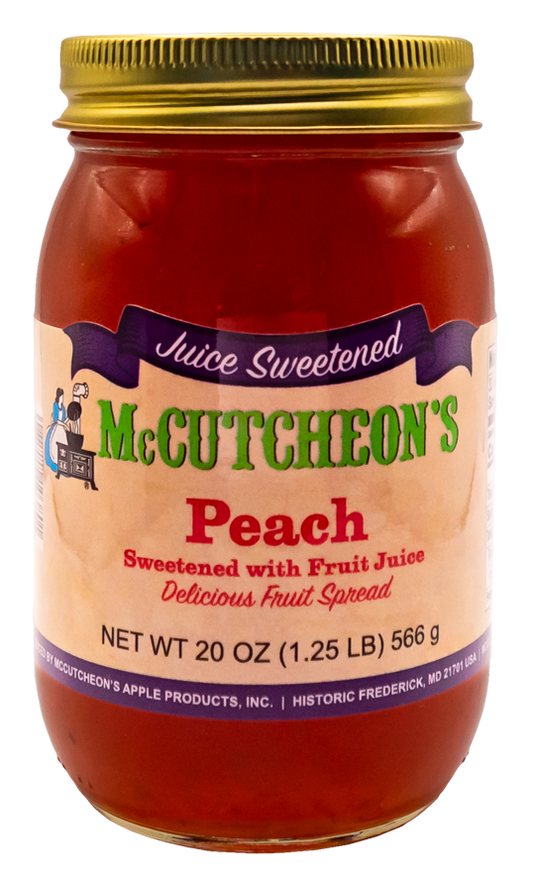 jar of McCutcheon's juice sweetened peach spread