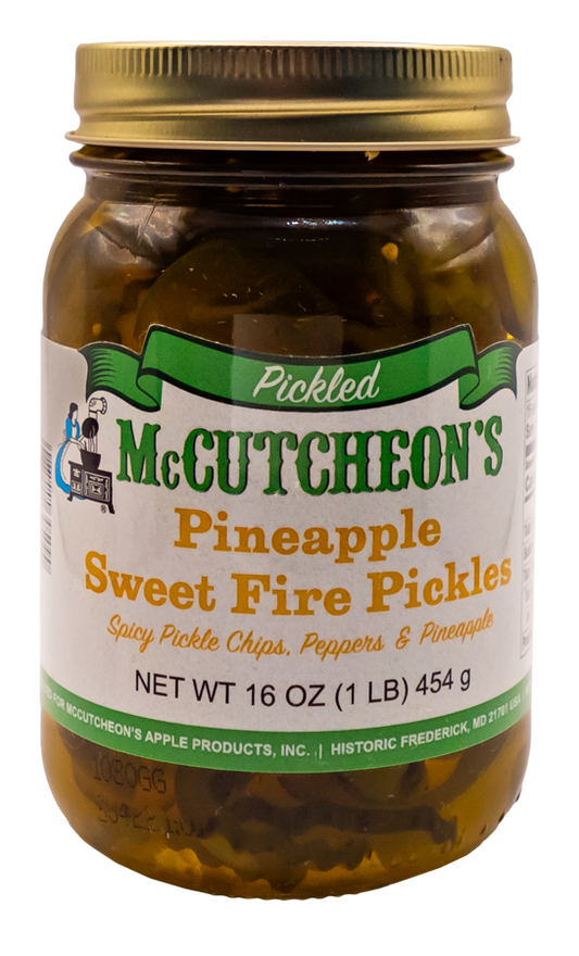 jar of McCutcheon's pineapple sweet fire pickles