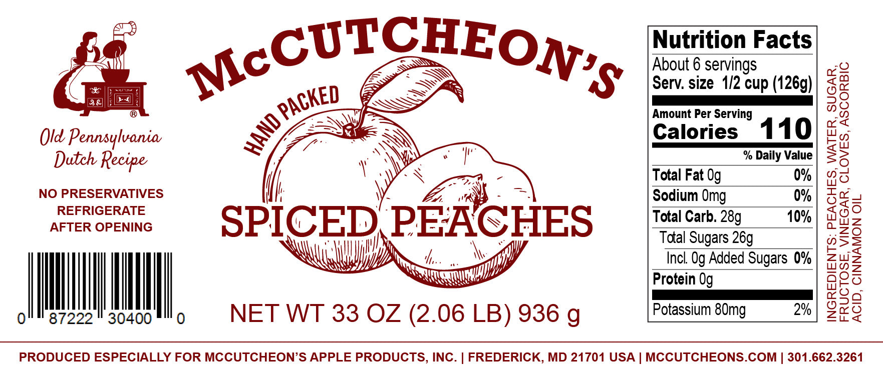 りんご　パナレアサテン、ローズチュール　セット 6 Spiced Peaches Quart Bundle – McCutcheon's Apple Products