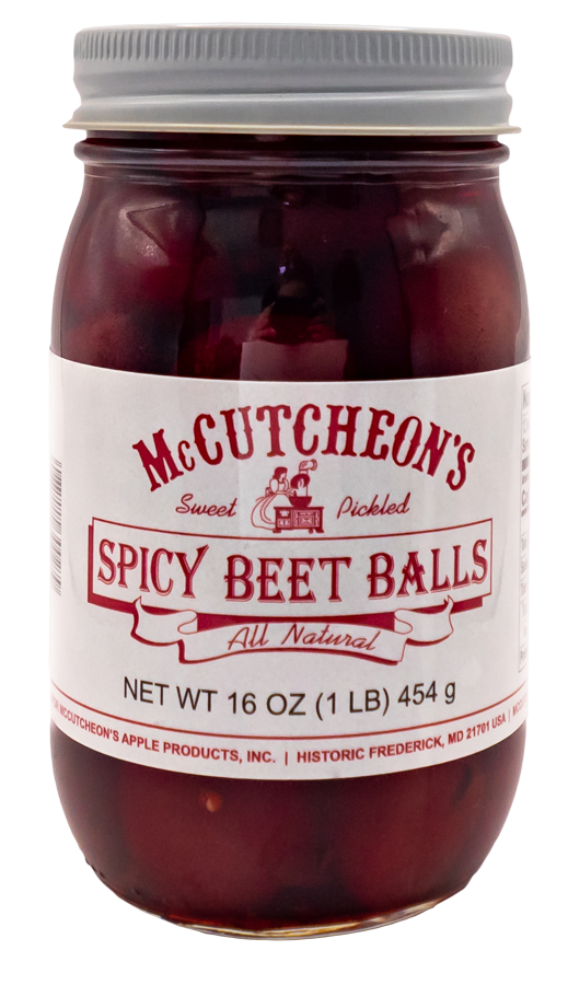 jar of McCutcheon's spicy pickled beet balls