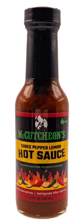 bottle of McCutcheon's three pepper lemon hot sauce