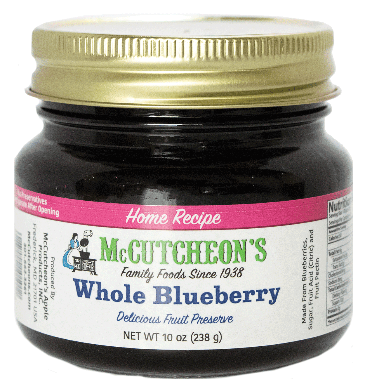 jar of McCutcheon's mini whole blueberry preserves