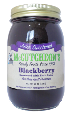 jar of McCutcheon's juice sweetened blackberry preserves