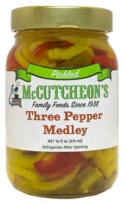 jar of McCutcheon's hot three pepper medley